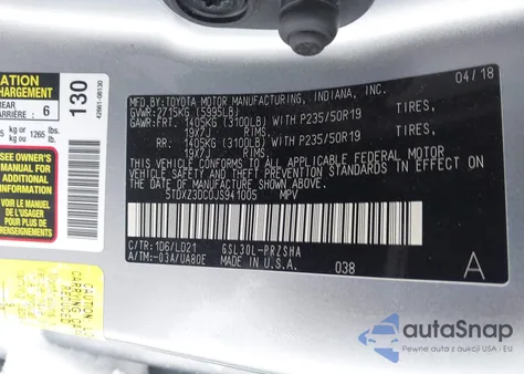 2018 Toyota Sienna Se Premium 8 Passenger z USA, uszkodzony, nr VIN 5TDXZ3DC0JS941005